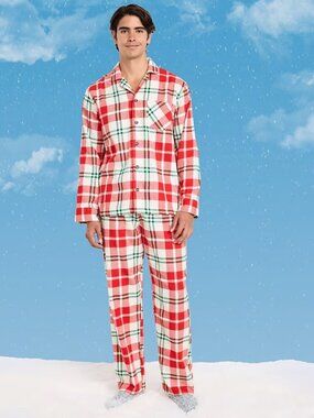 Old Nay-Gap Plaid Flannel Pajama Set Men M Red Cotton Sleepwear Set | M | NWT
